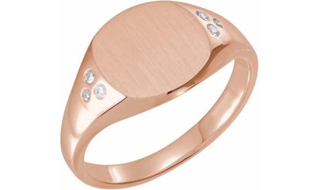 14K Rose .05 CTW Diamond 10.87x10.26 mm Oval Signet Ring