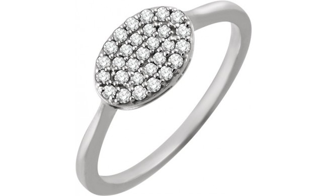 14K White 1/5 CTW Diamond Oval Cluster Ring