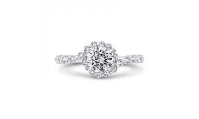 Shah Luxury Round Cut Diamond 1/2 Run Floral Engagement Ring In 14K White Gold (Semi-Mount)