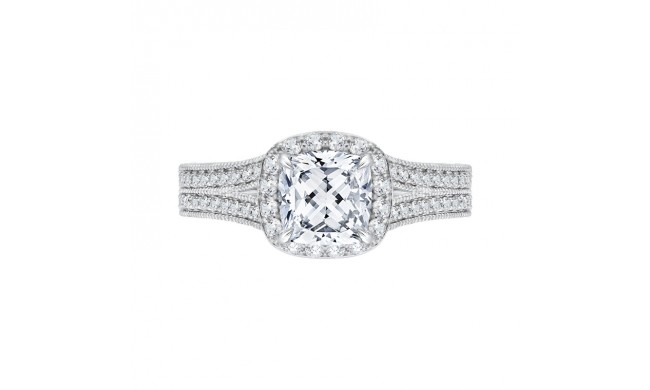 Shah Luxury 14K White Gold Cushion Cut Diamond Halo Engagement Ring (Semi-Mount)