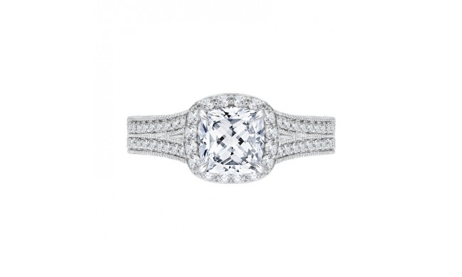 Shah Luxury 14K White Gold Cushion Cut Diamond Halo Engagement Ring (Semi-Mount)