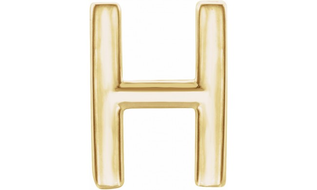 14K Yellow Single Initial H Earring