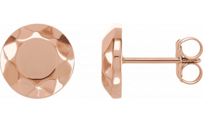 14K Rose Faceted Design Circle Earrings