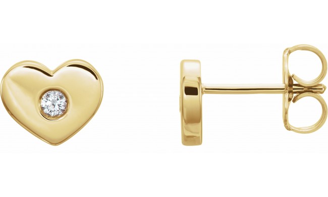 14K Yellow .06 CTW Diamond Heart Earrings