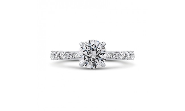 Shah Luxury 14K White Gold Round Diamond Engagement Ring (Semi-Mount)