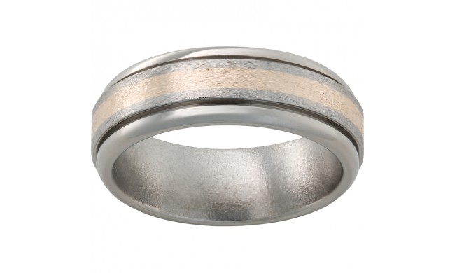 Titanium Rounded Edge Band with a 2mm 14K Yellow Gold Inlay