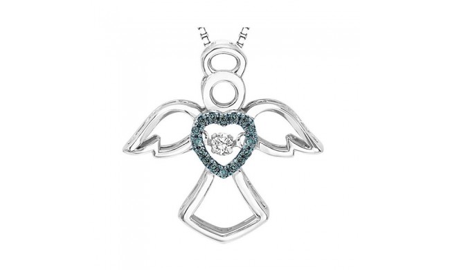 Gems One Silver Diamond (1/10Ctw) & Sapphire Pendant