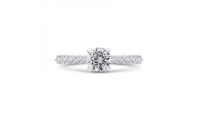 Shah Luxury 14K White Gold Round Cut Diamond 1/2 Run Engagement Ring (Semi-Mount)