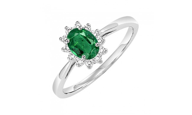Gems One 14Kt White Gold Diamond (1/5Ctw) & Emerald (3/8 Ctw) Ring