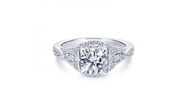 Gabriel & Co. 14k White Gold Victorian Halo Engagement Ring