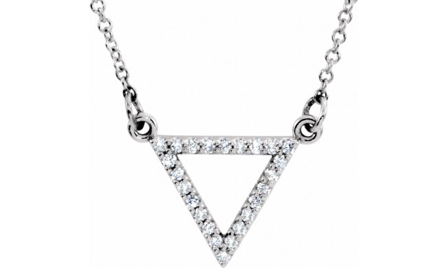 14K White 1/10 CTW Diamond Triangle 16 Necklace