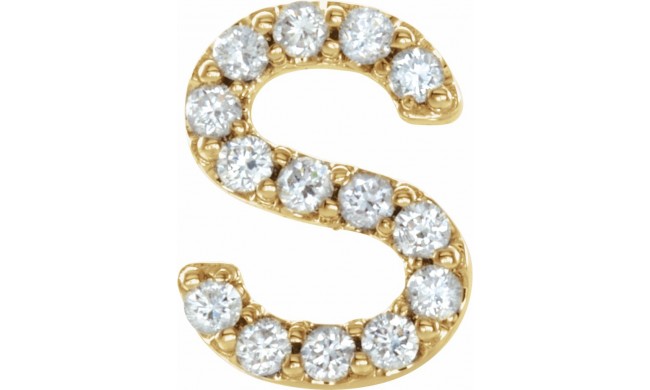 14K Yellow .05 CTW Diamond Single Initial S Earring