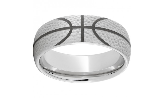 Serinium Domed Band with Basketball Laser Engraving