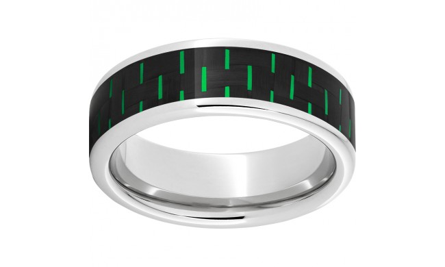 Serinium Pipe Cut Band with Black and Green Carbon Fiber Inlay