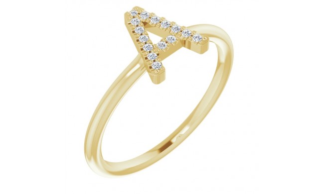 14K Yellow .07 CTW Diamond Initial A Ring