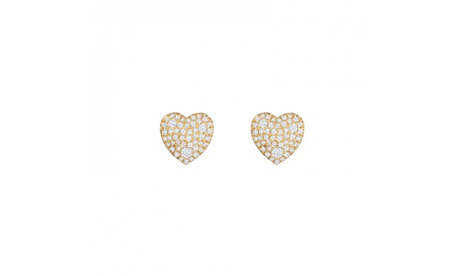 Henri Daussi 18k Yellow Gold Diamond Stud Earrings