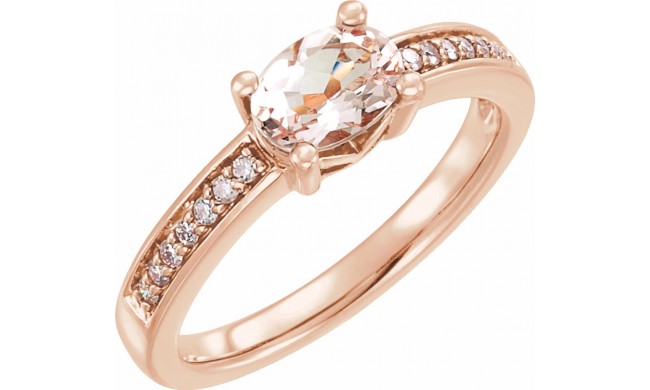 14K Rose Morganite & 1/10 CTW Diamond Ring