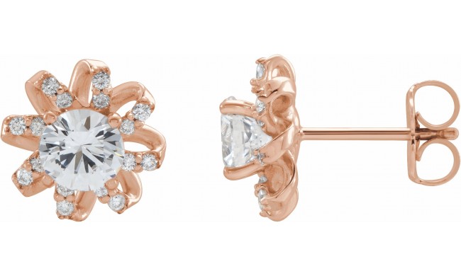 14K Rose Sapphire & 1/6 CTW Diamond Halo-Style Earrings