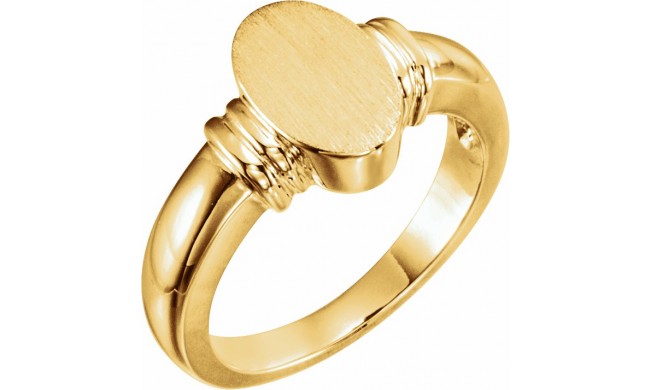 14K Yellow 11.1x7.1 mm Oval Signet Ring