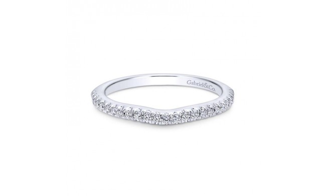 Gabriel & Co. 14k White Gold Contemporary Curved Wedding Band