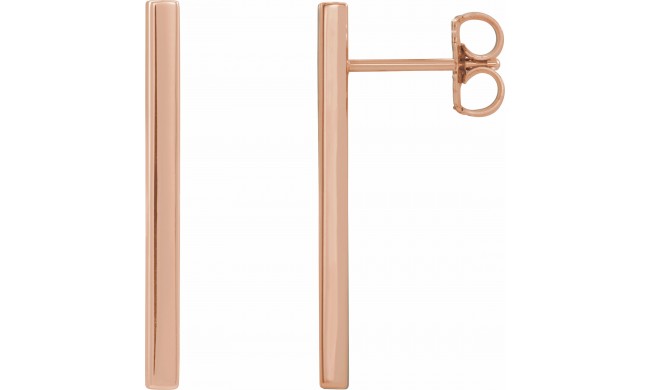 14K Rose 24x2 mm Bar Earrings