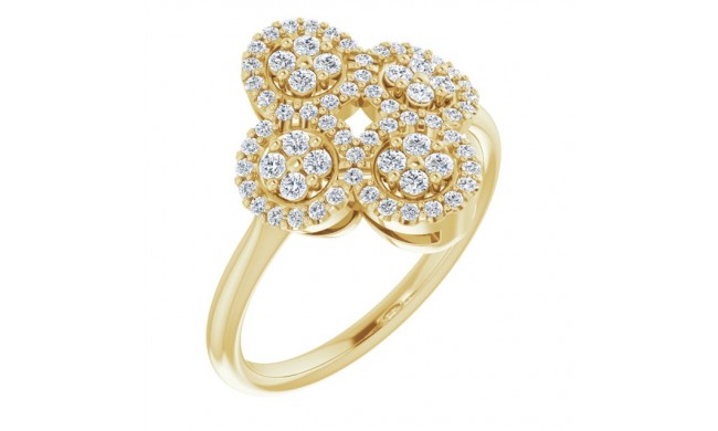 14K Yellow 1/2 CTW Diamond Clover Ring