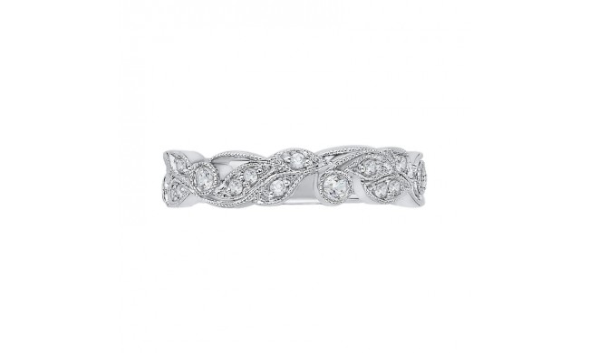 Shah Luxury 14K White Gold Diamond Leaf Design Wedding Band