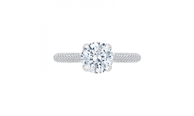 Shah Luxury Round Diamond Cathedral Style Engagement Ring In 14K White Gold (Semi-Mount)