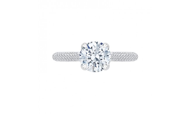 Shah Luxury Round Diamond Cathedral Style Engagement Ring In 14K White Gold (Semi-Mount)