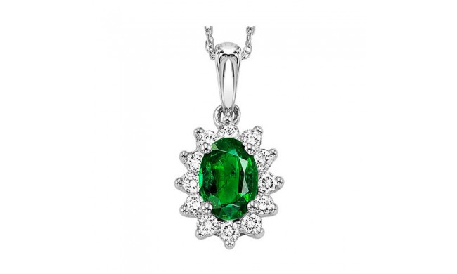Gems One 14Kt White Gold Diamond (1/5Ctw) & Emerald (3/8 Ctw) Pendant