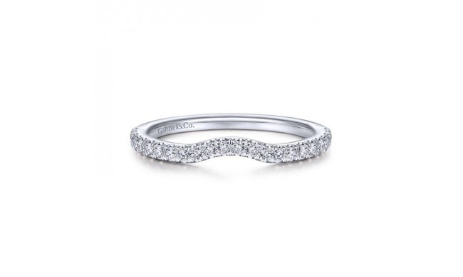 Gabriel & Co. 14k White Gold Contemporary Curved Wedding Band
