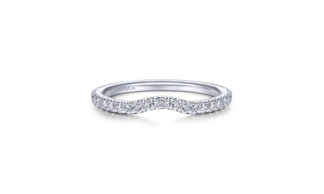 Gabriel & Co. 14k White Gold Contemporary Curved Wedding Band