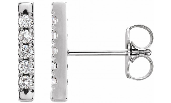 Platinum 1/8 CTW Diamond French-Set Bar Earrings