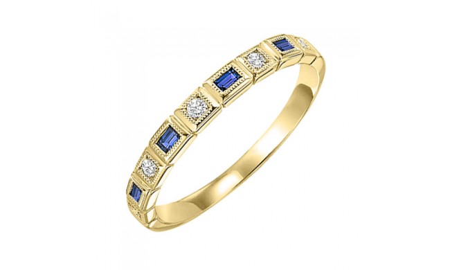 Gems One 14Kt Yellow Gold Diamond (1/12Ctw) & Sapphire (1/8 Ctw) Ring