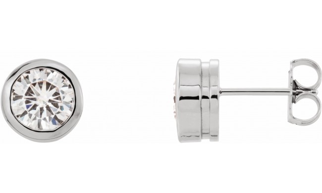 14K White 6.5 mm Round Forever Oneu2122 Moissanite Earrings