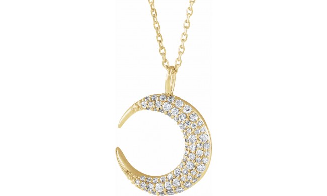 14K Yellow 1/3 CTW Diamond Crescent Moon 16-18 Necklace