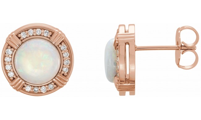 14K Rose Opal & 1/8 CTW Diamond Earrings