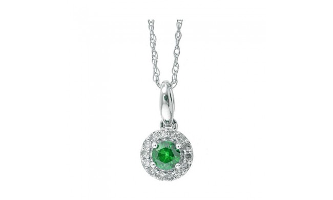 Gems One 10Kt White Gold Diamond (1/12Ctw) & Emerald (1/5 Ctw) Pendant
