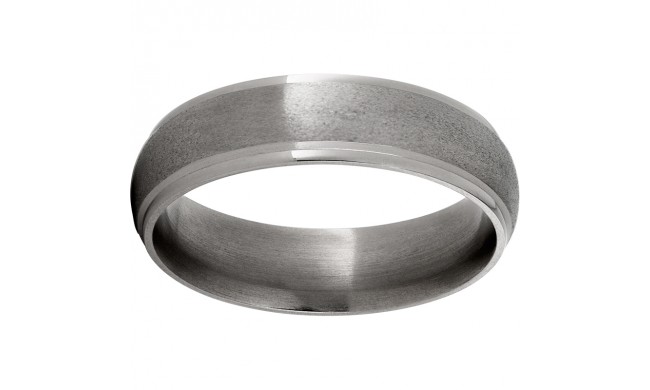 Titanium Domed Grooved Edge Band with Stone Finish