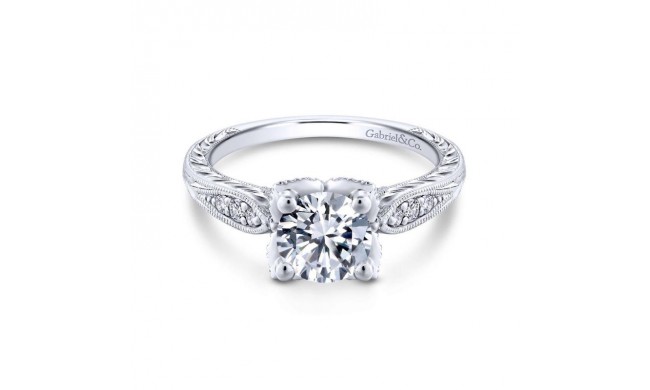 Gabriel & Co. 14k White Gold Victorian Straight Engagement Ring