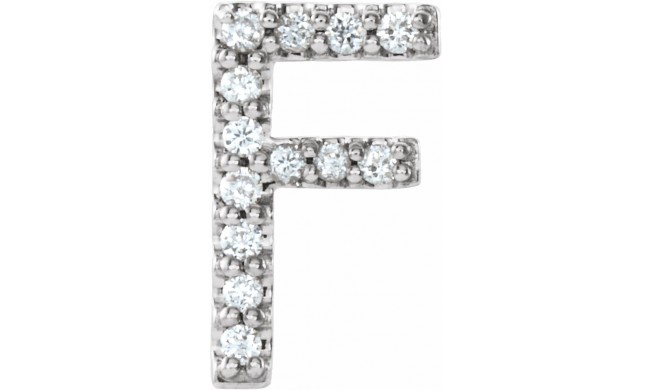 14K White .05 CTW Diamond Single Initial F Earring