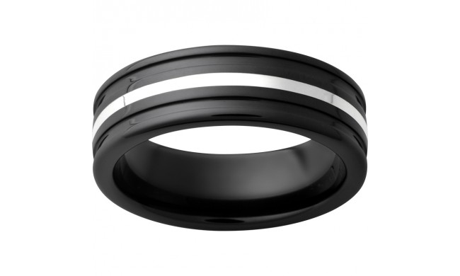 Black Diamond Ceramic Band with 1mm Sterling Silver Inlay
