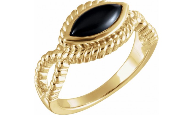 14K Yellow Onyx Bezel-Set Rope Ring