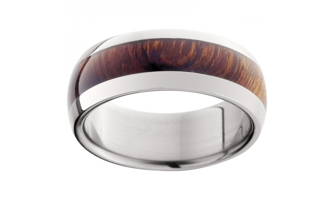 Titanium Domed Band with Exotic Desert Iron Wood Inlay