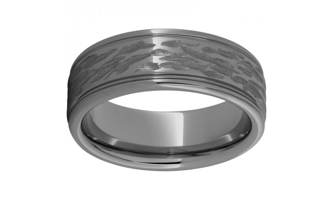 Rugged Tungsten  8mm Rounded Edge Band with Bark Finish