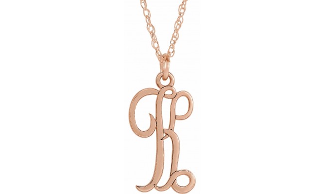 14K Rose Script Initial K 16-18 Necklace