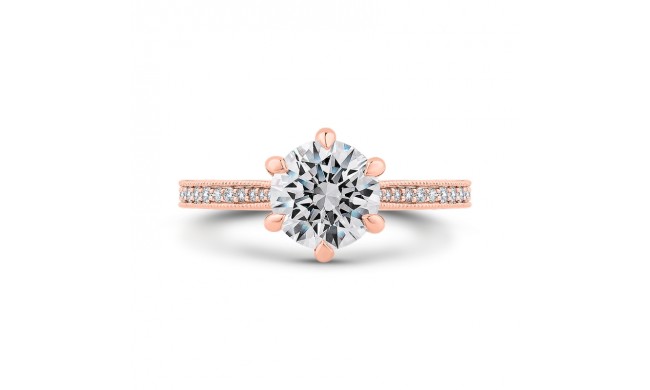 Shah Luxury 14K Rose Gold Round Diamond Engagement Ring (Semi-Mount)