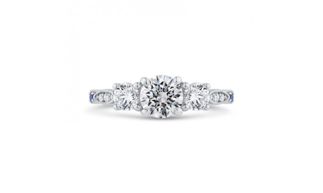 Shah Luxury 14K White Gold Round Cut Diamond Engagement Ring (Semi-Mount)