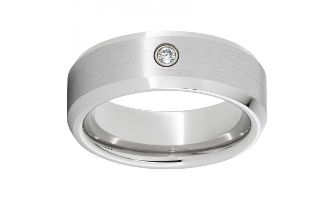 Serinium Beveled Edge Band with One .06 Round Brilliant Diamond and Satin Finish