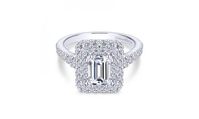 Gabriel & Co. 14k White Gold Rosette Double Halo Engagement Ring